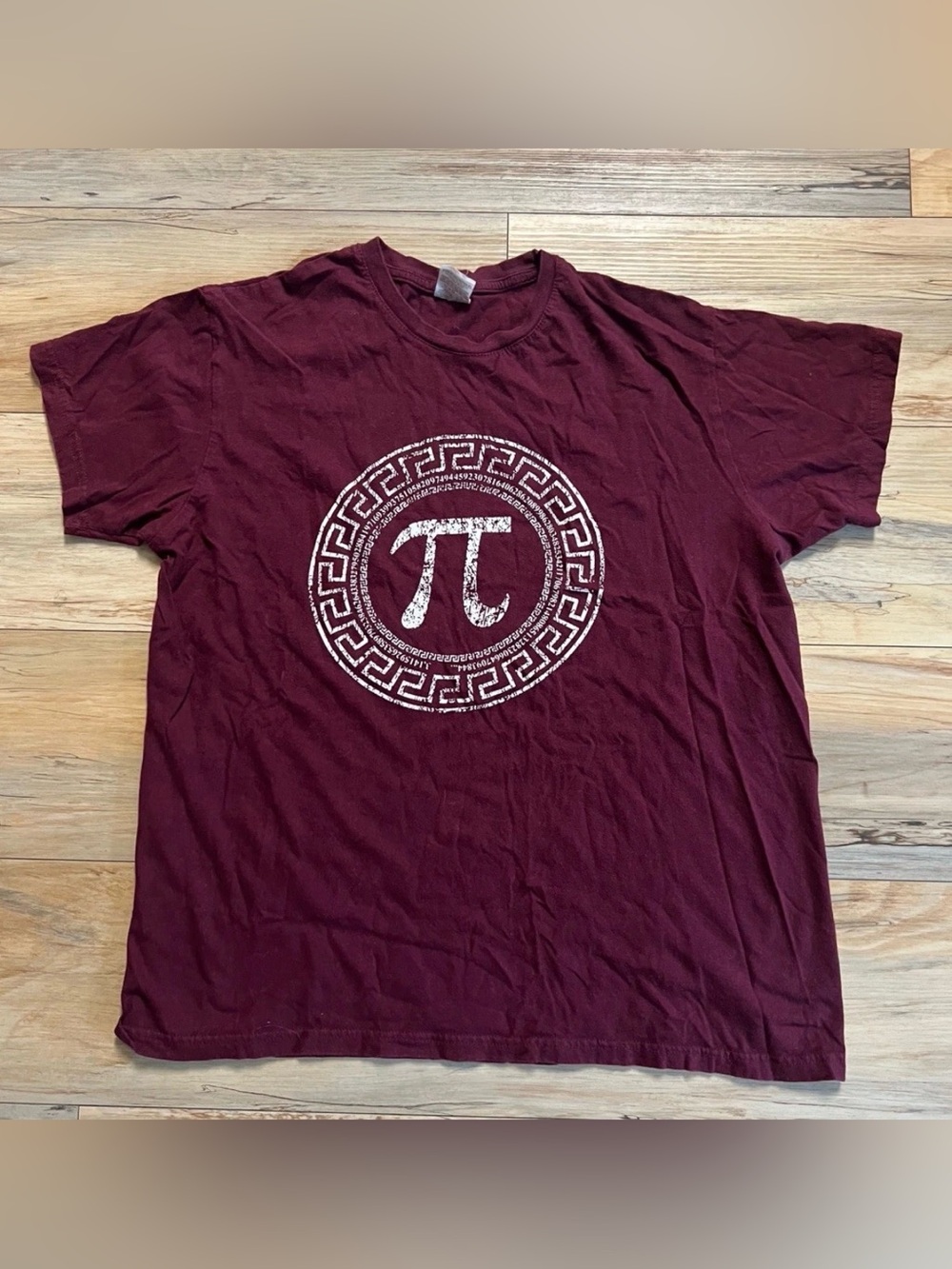 Size L - Maroon - Pi Symbol 3.14 to infinite MATH T Shirt  Circle Circumference